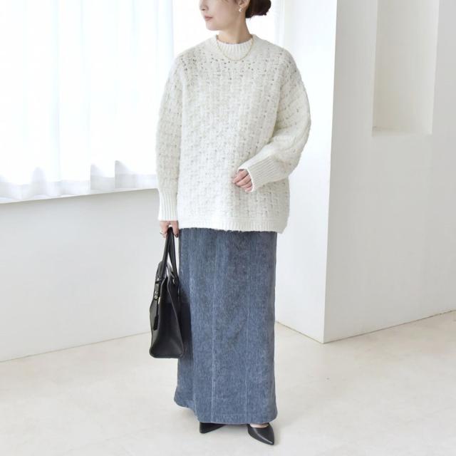 カランシエル（quaranciel）/《予約》quaranciel: ポリエステル ベロア Iライン ナローシルエット スカート