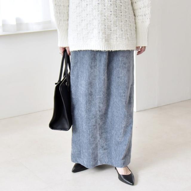 カランシエル（quaranciel）/《予約》quaranciel: ポリエステル ベロア Iライン ナローシルエット スカート