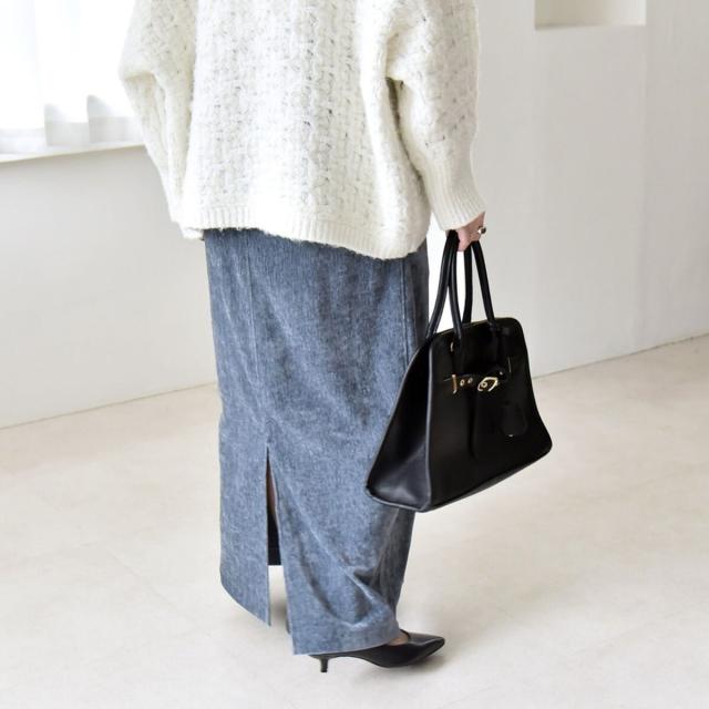 カランシエル（quaranciel）/《予約》quaranciel: ポリエステル ベロア Iライン ナローシルエット スカート