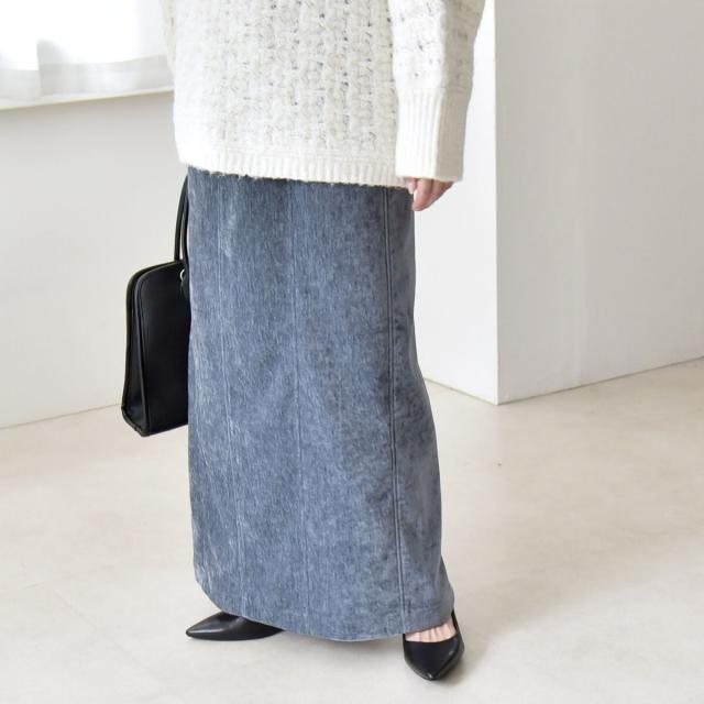 カランシエル（quaranciel）/《予約》quaranciel: ポリエステル ベロア Iライン ナローシルエット スカート