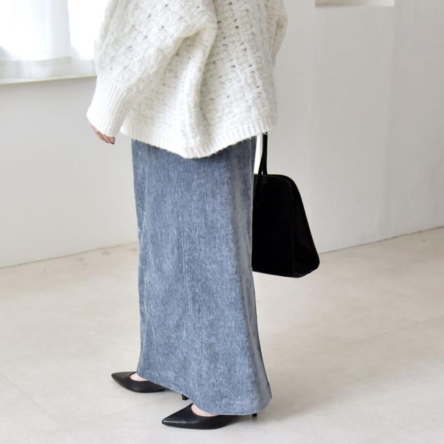 カランシエル（quaranciel）/《予約》quaranciel: ポリエステル ベロア Iライン ナローシルエット スカート