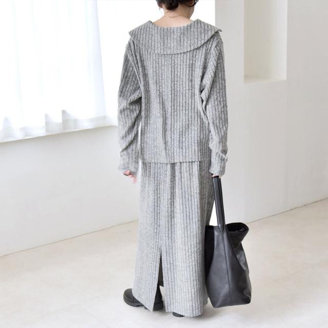 カランシエル（quaranciel）/《予約》quaranciel: ポリエステル ベロア スキッパー ニット &  Iライン スカート