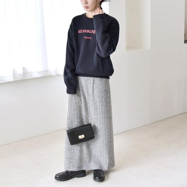 カランシエル（quaranciel）/《予約》quaranciel: ポリエステル ベロア スキッパー ニット &  Iライン スカート