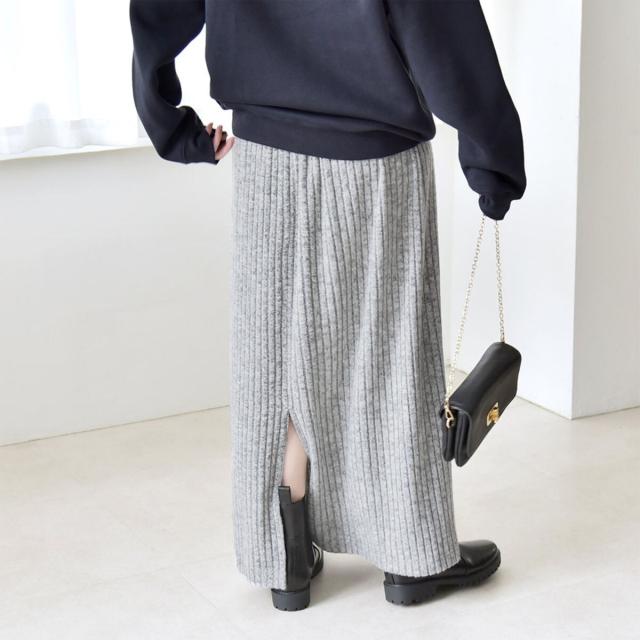 カランシエル（quaranciel）/《予約》quaranciel: ポリエステル ベロア スキッパー ニット &  Iライン スカート