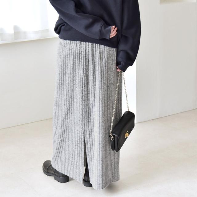 カランシエル（quaranciel）/《予約》quaranciel: ポリエステル ベロア スキッパー ニット &  Iライン スカート