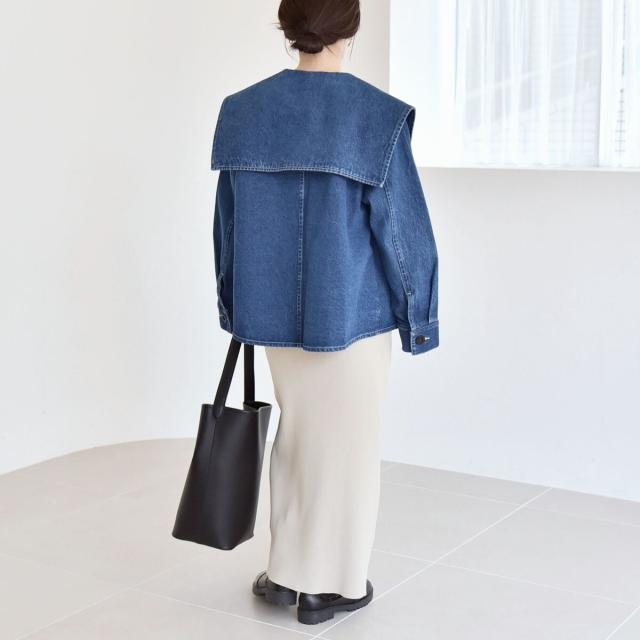 カランシエル（quaranciel）/《予約》quaranciel:〈洗濯機可能〉セーラーカラー デニム ジャケット