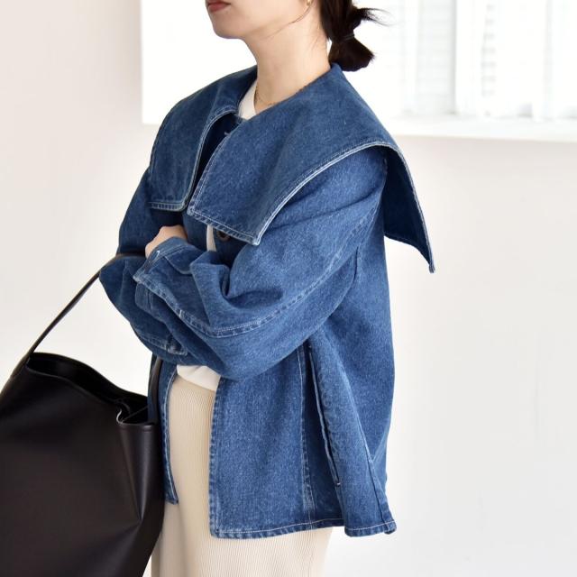 カランシエル（quaranciel）/《予約》quaranciel:〈洗濯機可能〉セーラーカラー デニム ジャケット