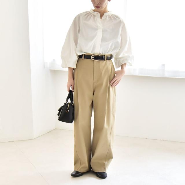 カランシエル（quaranciel）/《予約》quaranciel:〈洗濯機可能〉チノ ワイド コクーン パンツ