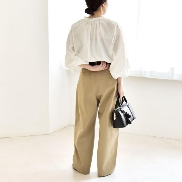 カランシエル（quaranciel）/《予約》quaranciel:〈洗濯機可能〉チノ ワイド コクーン パンツ