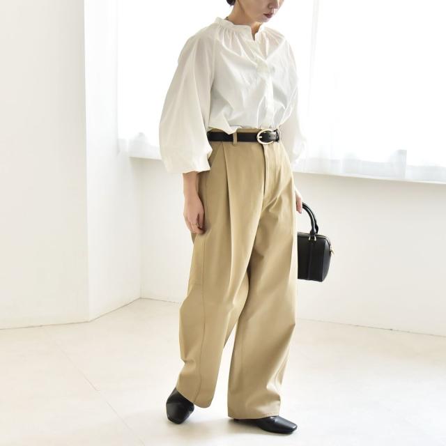 カランシエル（quaranciel）/《予約》quaranciel:〈洗濯機可能〉チノ ワイド コクーン パンツ