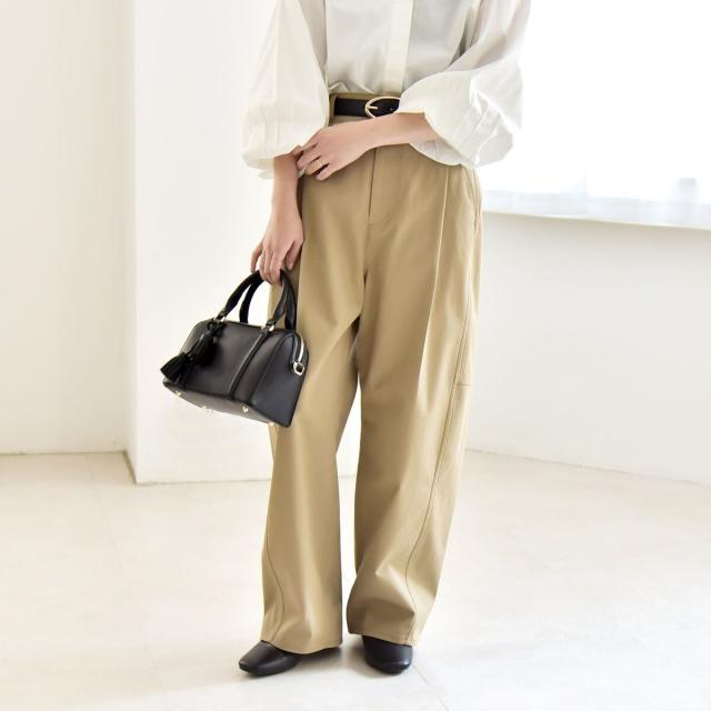 カランシエル（quaranciel）/《予約》quaranciel:〈洗濯機可能〉チノ ワイド コクーン パンツ