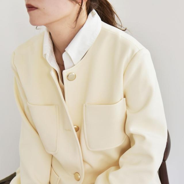 カランシエル（quaranciel）/《予約》quaranciel:〈手洗い可能〉ジャージー ポケット ノーカラー ジャケット