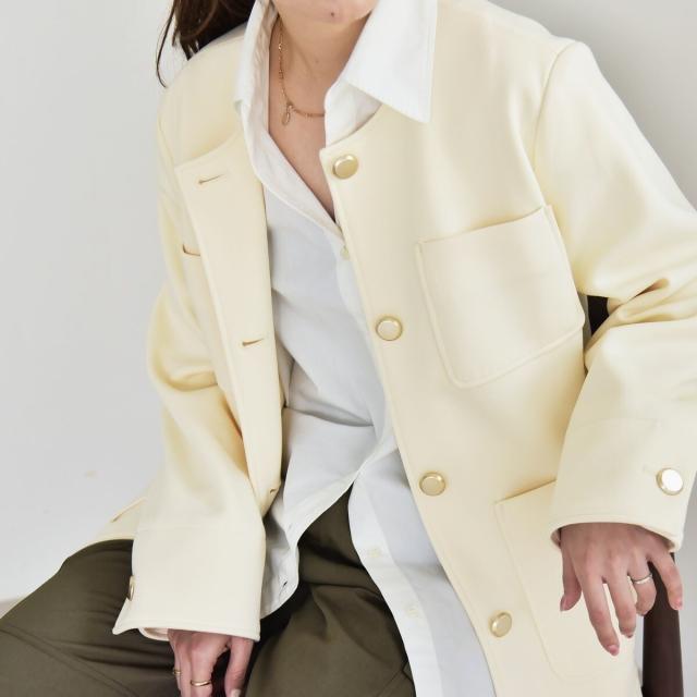 カランシエル（quaranciel）/《予約》quaranciel:〈手洗い可能〉ジャージー ポケット ノーカラー ジャケット