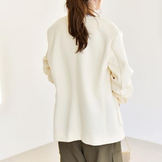 カランシエル（quaranciel）/《予約》quaranciel:〈手洗い可能〉ジャージー ポケット ノーカラー ジャケット