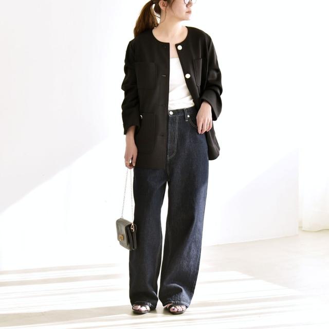 カランシエル（quaranciel）/《予約》quaranciel:〈手洗い可能〉ジャージー ポケット ノーカラー ジャケット