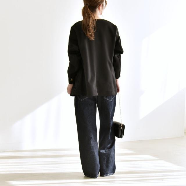 カランシエル（quaranciel）/《予約》quaranciel:〈手洗い可能〉ジャージー ポケット ノーカラー ジャケット