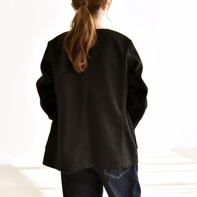 カランシエル（quaranciel）/《予約》quaranciel:〈手洗い可能〉ジャージー ポケット ノーカラー ジャケット