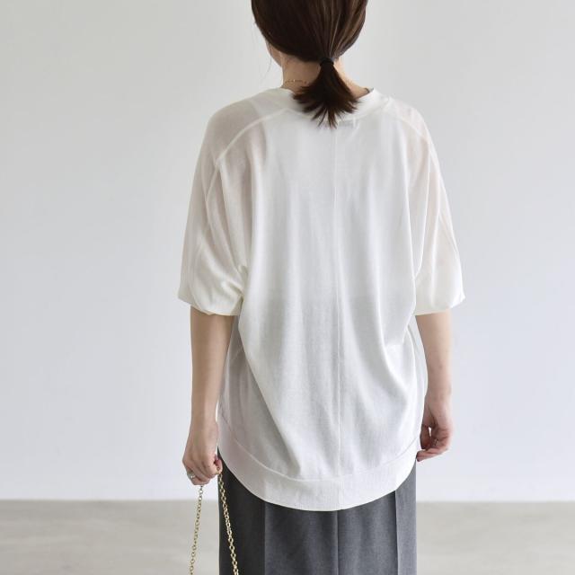 カランシエル（quaranciel）/quaranciel:〈接触冷感/手洗い可能〉メタルボタン Vネック シアー ニット カーディガン_6