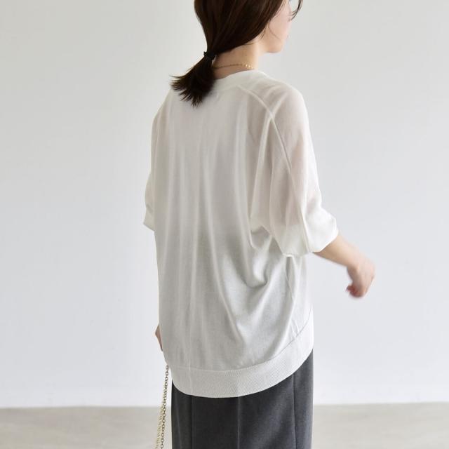 カランシエル（quaranciel）/quaranciel:〈接触冷感/手洗い可能〉メタルボタン Vネック シアー ニット カーディガン_7
