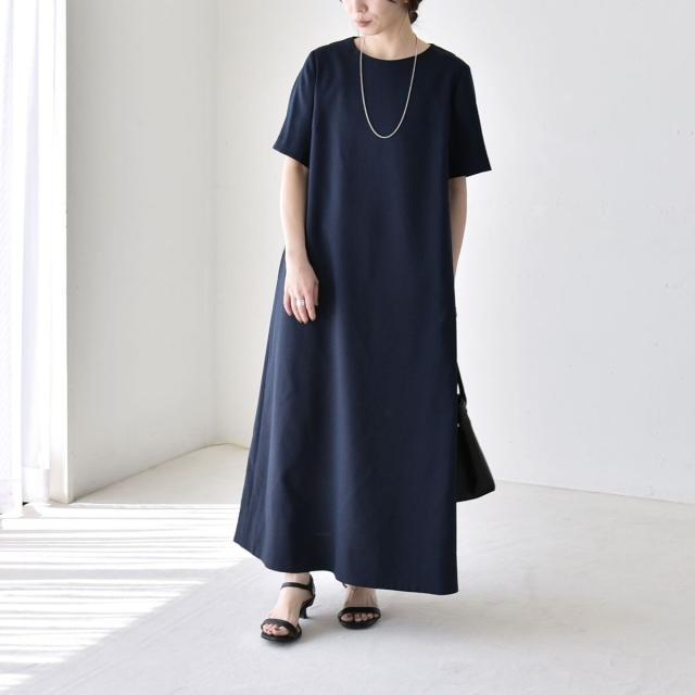 カランシエル（quaranciel）/quaranciel:〈洗濯機可能〉リネンライク Aライン クルーネック ロング ワンピース_16