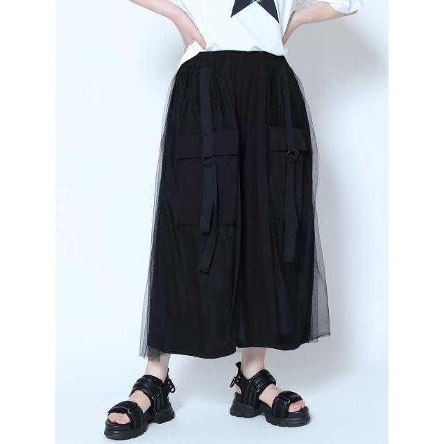 新品未使用LASUD チュールレイヤードWポケットパンツ ラシュッド（LASUD）/チュールレイヤードWポケットパンツ