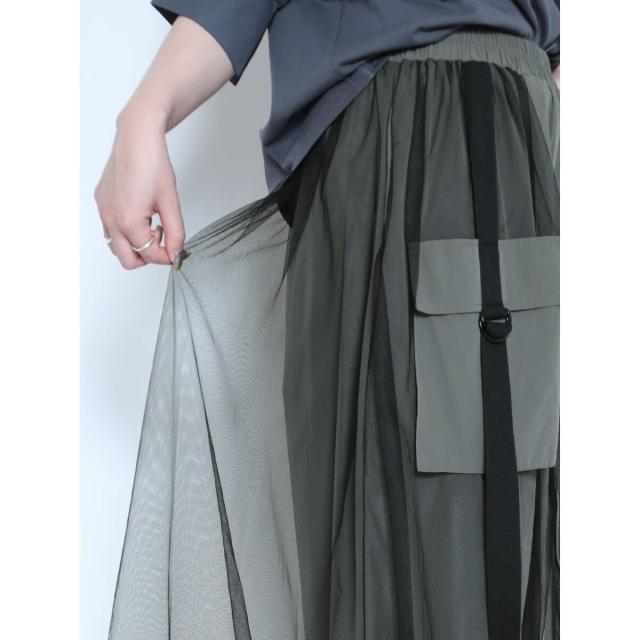 ラシュッド（LASUD）/チュールレイヤードWポケットパンツ