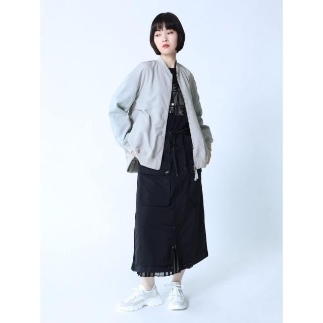 LASUD 異素材MA-1ライトブルゾン LASUD（ラシュッド） 異素材MA-1ライトブルゾン （グレー）