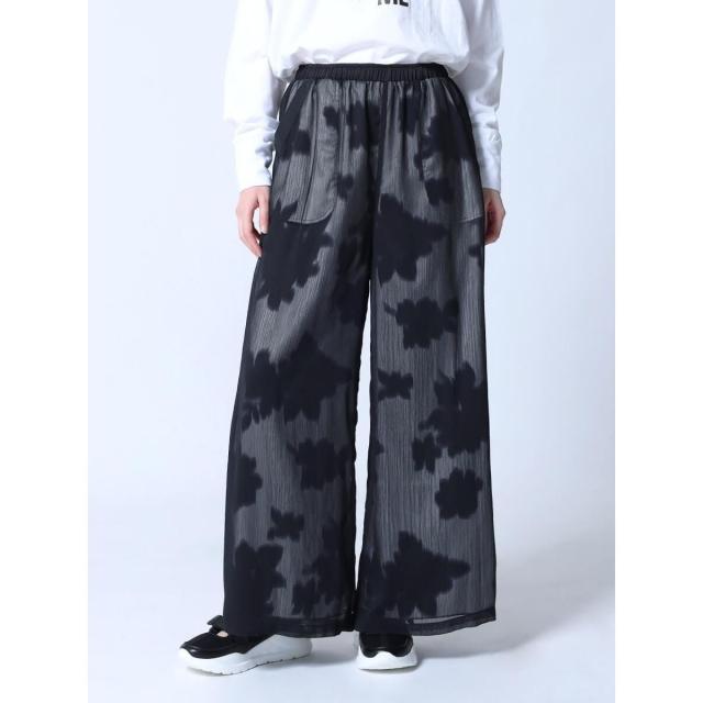 ラシュッド（LASUD）/シフォンレイヤードフラワープリントワイドパンツ