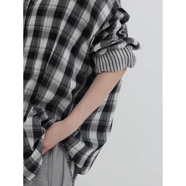 ラシュッド（LASUD）/カットオフチェックオーバーシャツ ラシュッド