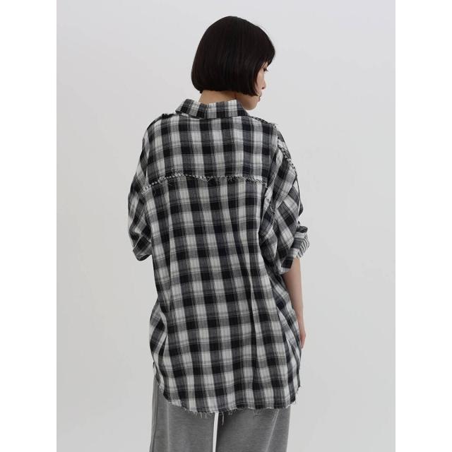 LASUD カットオフチェックオーバーシャツ LASUD｜カットオフチェックオーバーシャツ | Rakuten Fashion