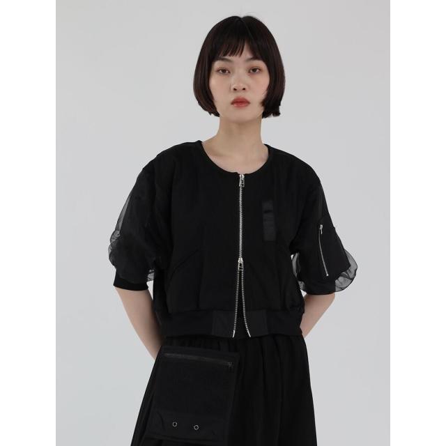 ラシュッド（LASUD）/チュールドッキングショートブルゾン