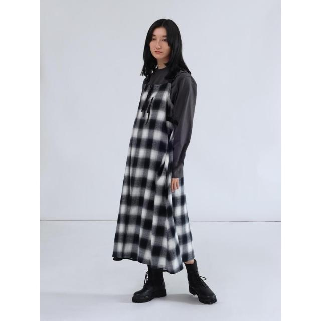 ラシュッド（LASUD）/オンブレチェック×シアーレイヤードジャンパースカート