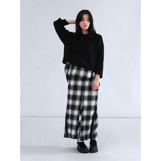 ラシュッド（LASUD）/オンブレチェックロンTレイヤードニットトップス_7