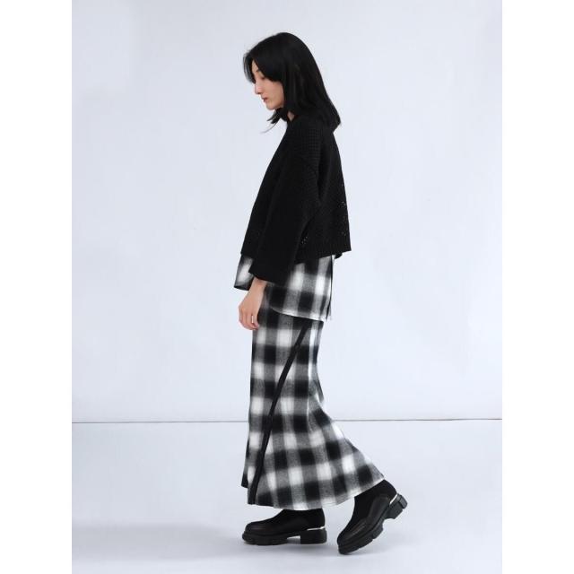 ラシュッド（LASUD）/オンブレチェックロンTレイヤードニットトップス_8