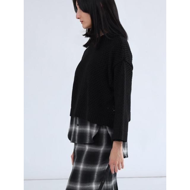 ラシュッド（LASUD）/オンブレチェックロンTレイヤードニットトップス_12