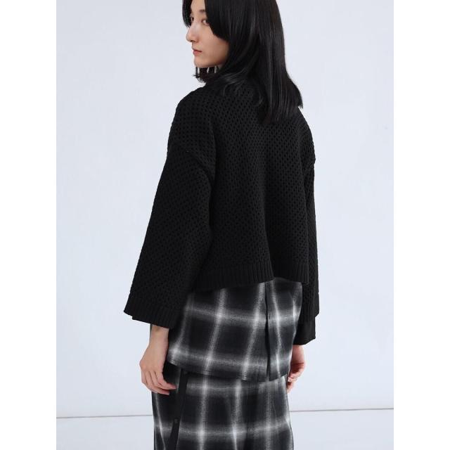 ラシュッド（LASUD）/オンブレチェックロンTレイヤードニットトップス_13