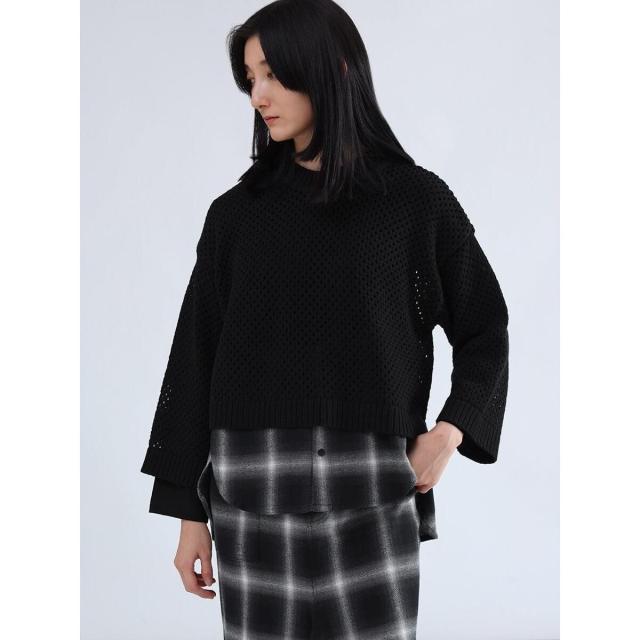 ラシュッド（LASUD）/オンブレチェックロンTレイヤードニットトップス_14