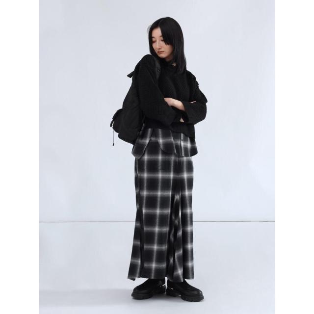 ラシュッド（LASUD）/オンブレチェックロンTレイヤードニットトップス_15