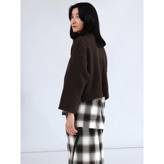 ラシュッド（LASUD）/オンブレチェックロンTレイヤードニットトップス_17