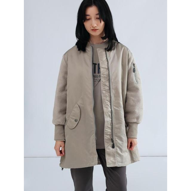 【NEW】ラシュッド（LASUD）/異素材ドッキングミリタリーロングコート