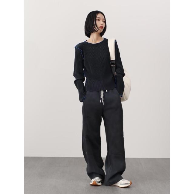 【NEW】ラシュッド（LASUD）/スタッズ切替えスウェットパンツ