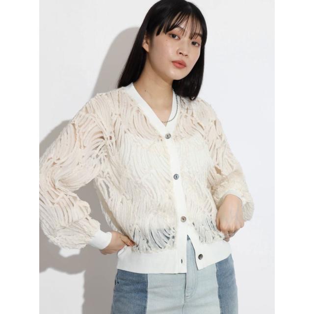 ラディエイト(RADIATE)/エンブロイダリーメッシュカーディガン