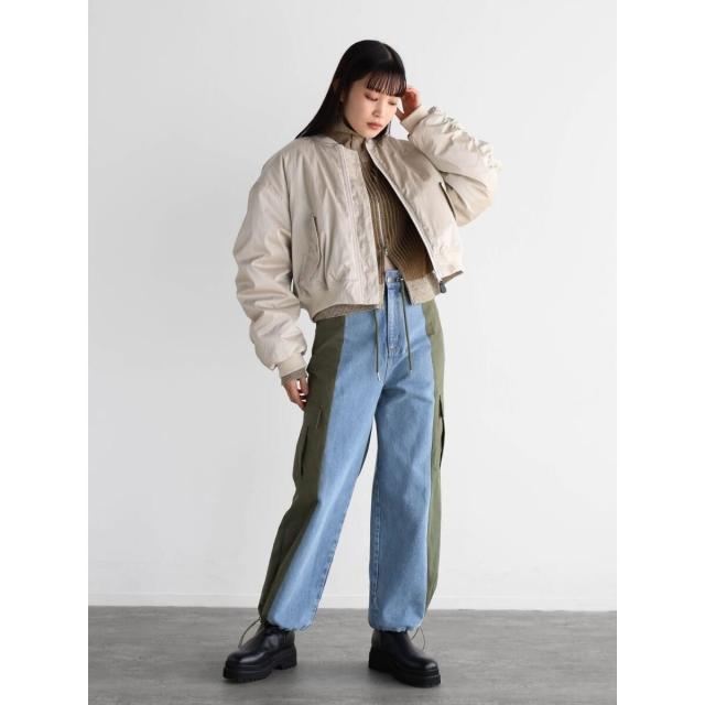 RADIATE ラディエイト デニム チュール ドッキング ブルゾン 異素材 LASUD｜デニム×チュールドッキングブルゾン | Rakuten Fashion