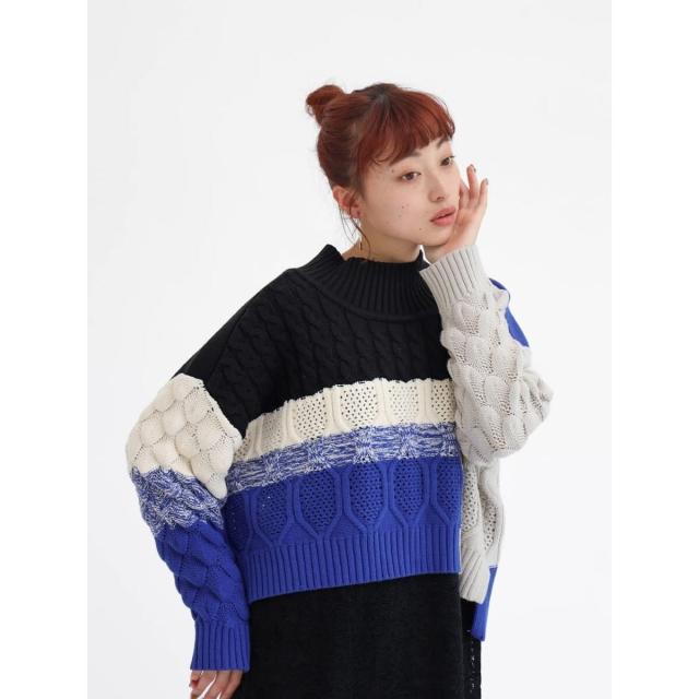 中古】オフホワイト OFF WHITE 21AW インターシャ ニット