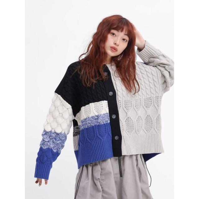 ラディエイト（RADIATE）/パッチワークライクニットカーディガン