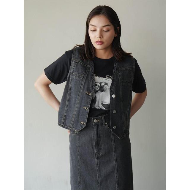 ラディエイト（RADIATE）/クロップドVネックデニムベスト