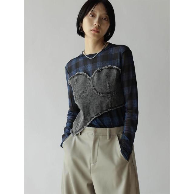 ラディエイト（RADIATE）/デニムビスチェフェイクレイヤードシアートップス