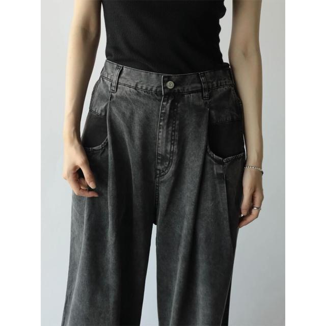 ラディエイト（RADIATE）/コットンセルロースブラックデニムタックパンツ