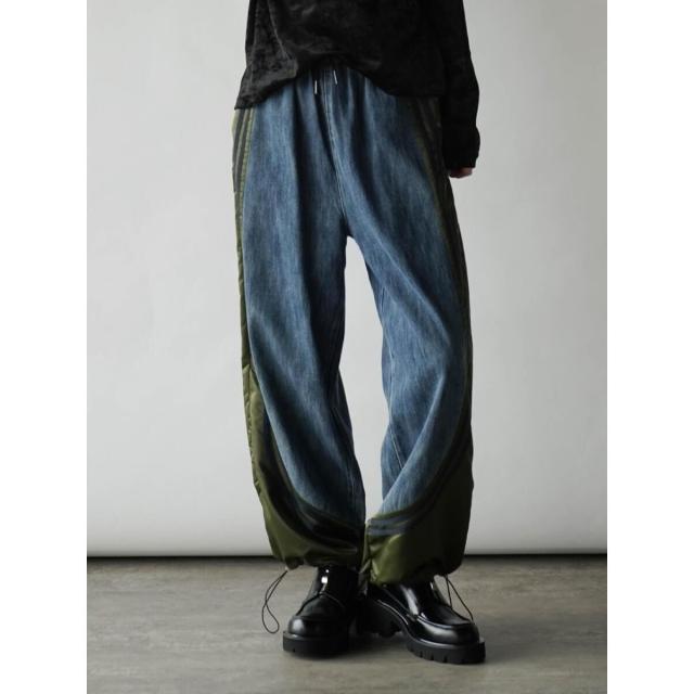 ラディエイト（RADIATE）/ナイロンドッキングラインデニムパンツ(navy) ラディエイト（RADIATE）/ナイロンドッキングラインデニムパンツ(navy