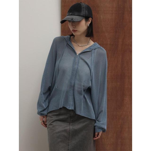 ラディエイト（RADIATE）/透かし編みメッシュニットフーディー